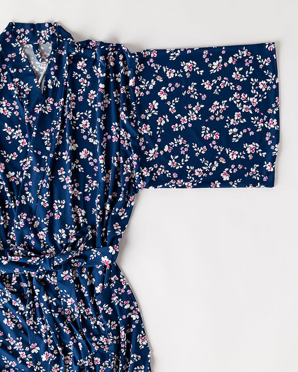 Navy blue floral robe from Highway Robery