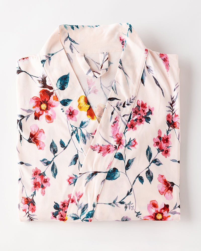 Floral-patterned robe on a white background from Highway Robery