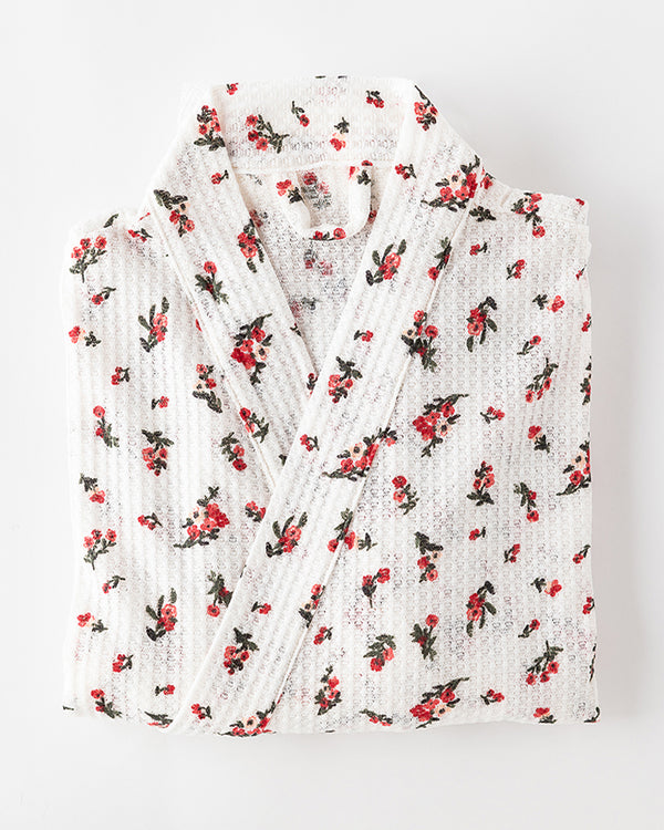 Madam Ruby Robe | Highway Robery | white floral waffle robe with roses on it