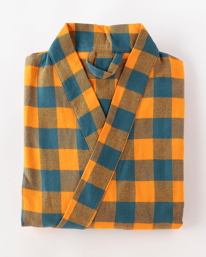 Orange and blue plaid robe from Highway Robery